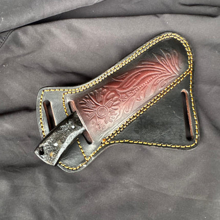 "Sierra Turquoise" Ram Horn Skinner | High Carbon RASP Steel Blade, Turquoise Inlay TIK-007