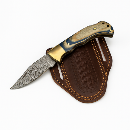 Ocean Wave Damascus Folding Knife - TF-100