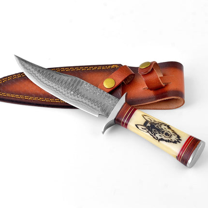 Wilderness Howl Damascus Steel Knife by Titan TK-062 (1)
