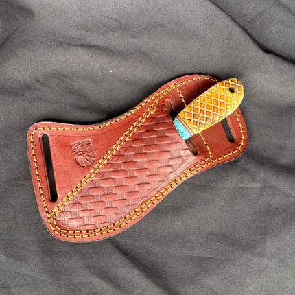 "Amber Turquoise" Damascus Gut-Hook Skinner | Genuine Damascus Steel Blade, Turquoise Inlay TIK-009