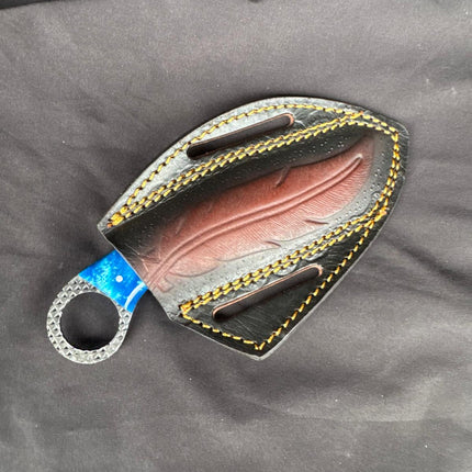 "Sapphire Hook" Hawkbill Skinner | High Carbon RASP Steel Blade, Blue Pearl Handle TIK-006