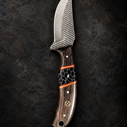 "Honeycomb Timber" Skinner | High Carbon RASP Steel Blade, Honeycomb Wood Inlay TIK-005