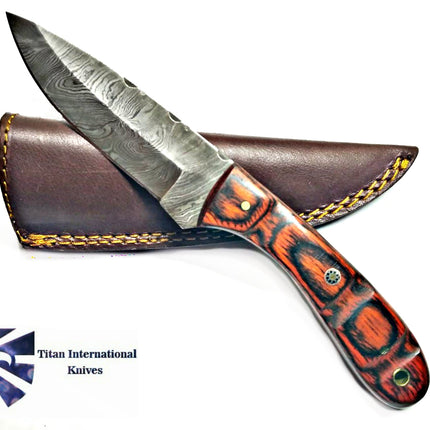 HAND FORGED KNIFE, DAMASCUS KNIFE, DROP- STYLE BLADE, Rosewood SCALES HUNTING KNIFE TD-180 (1)