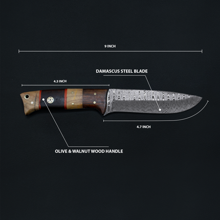 Hand forged knife, Damascus knife, Hand forged Damascus, Hand made hunting knife, Camping knife Td-192