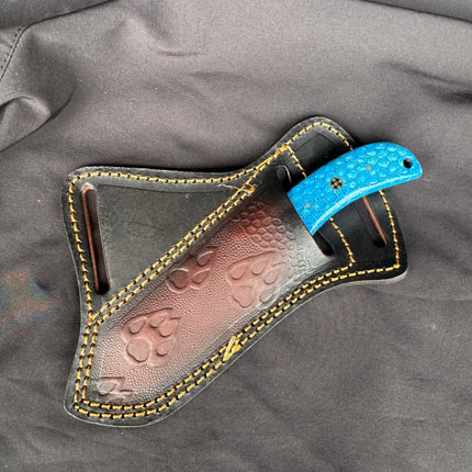 "Blue Trail" Skinner | High Carbon RASP Steel Blade, Honeycomb Resin Handle TIK-002