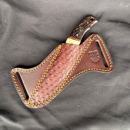 "Shadow Grain" Skinner | High Carbon RASP Steel Blade, Striped Wood Handle TIK-004