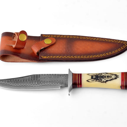 Wilderness Howl Damascus Steel Knife by Titan TK-062 (1)