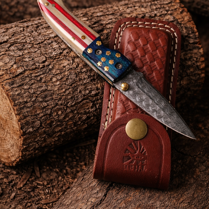 Patriot Damascus Folding Knife - TF-078