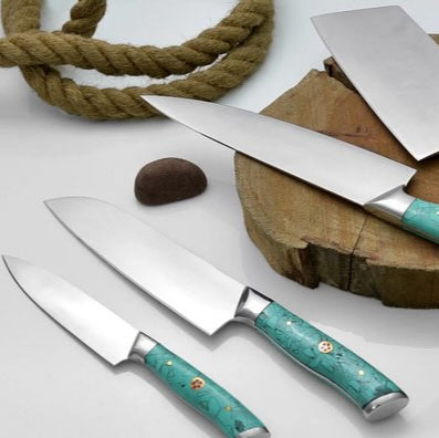 Premium 5-Piece Chef Knife Set with Leather Roll Bag – Carbon Steel Kitchen Knives