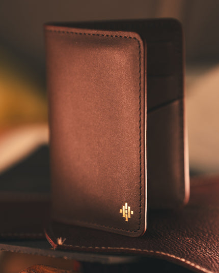 Slim Sleeved Leather Wallets - Cognac Brown