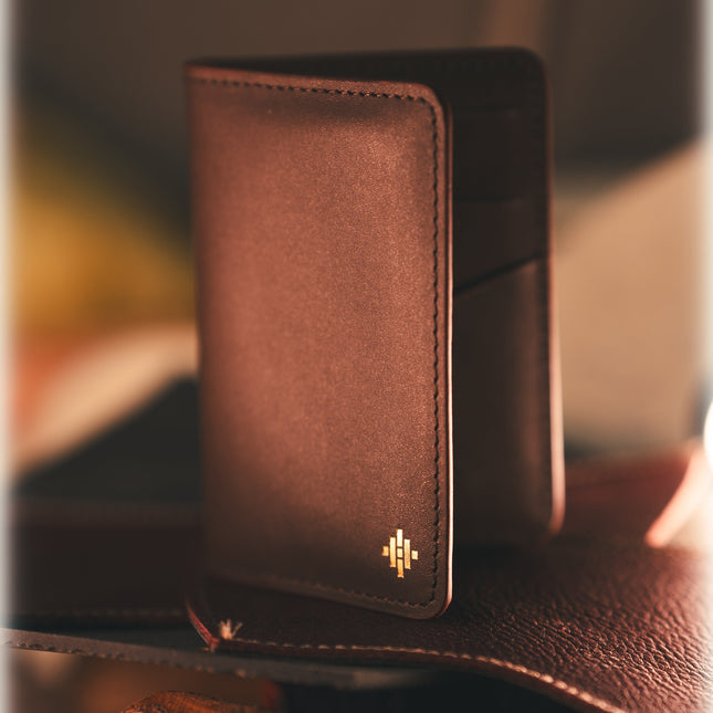 Slim Sleeved Leather Wallets - Cognac Brown