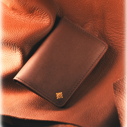 Slim Sleeved Leather Wallets - Cognac Brown