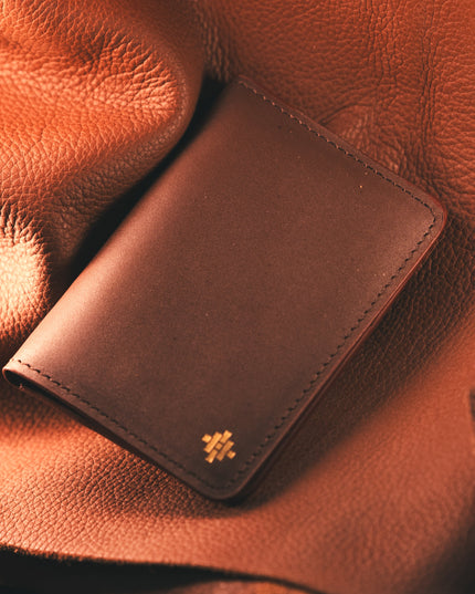 Slim Sleeved Leather Wallets - Cognac Brown