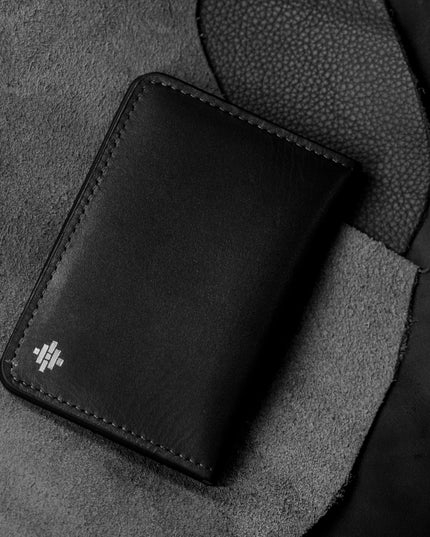 Slim Sleeved Leather Wallets - Charcoal Black