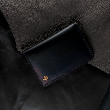 Slim Sleeved Leather Wallets - Charcoal Black