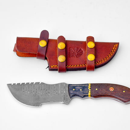 Warden Tracker - Damascus steel/ Camping / Walnut & Diamond Wood Grip TK-216W