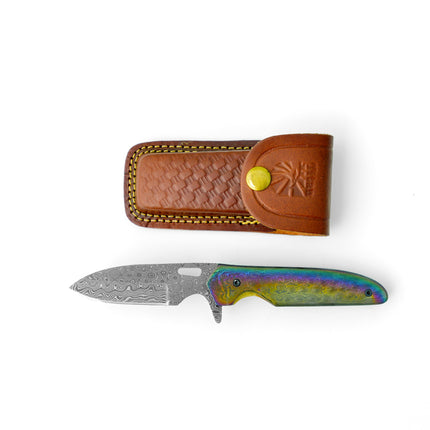 Damascus steel pocket knife Limited Run Transcendence TF-056
