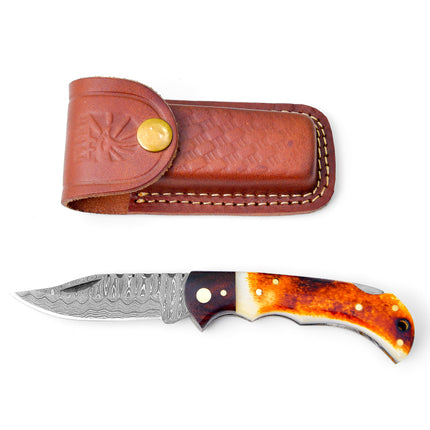 Damascus steel pocket knife Limited Run TF-070
