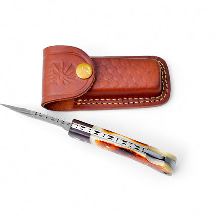 Damascus steel pocket knife Limited Run TF-070