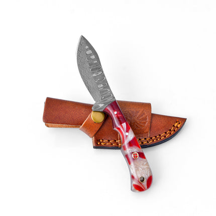 The Rose Fusion Damascus Steel Utility Knife TK-096 (1)