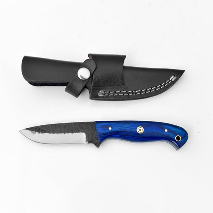 Azura Custom knife/ hunting knife/ Carbon steel skinning knife/ camping/ utility knife with Blue Diamond Wood handle TC-012