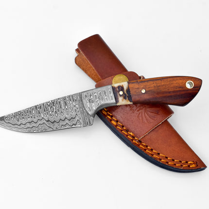 Damascus Steel Timberline Stag Horn EDC TK-119