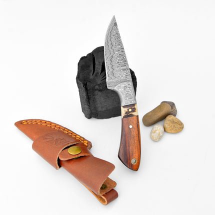 Damascus Steel Timberline Stag Horn EDC TK-119