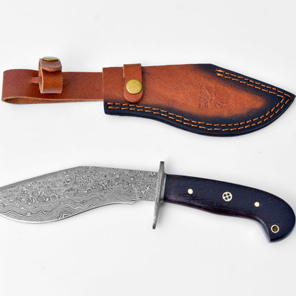 Damascus Steel Outdoor Chopping Tool | "Obsidian" Dark Wenga Wood Handle TK-126