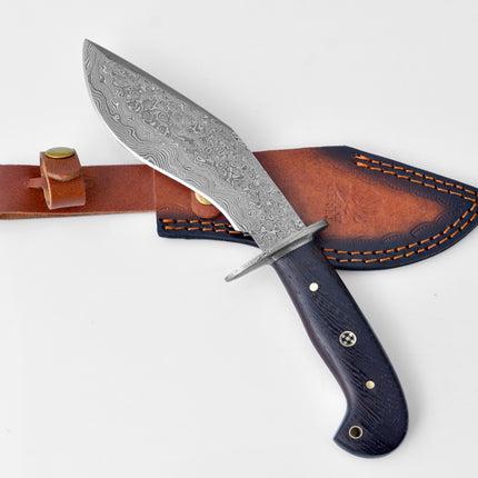 Damascus Steel Outdoor Chopping Tool | "Obsidian" Dark Wenga Wood Handle TK-126