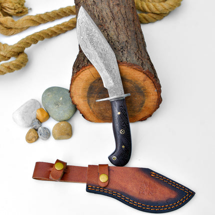 Damascus Steel Outdoor Chopping Tool | "Obsidian" Dark Wenga Wood Handle TK-126