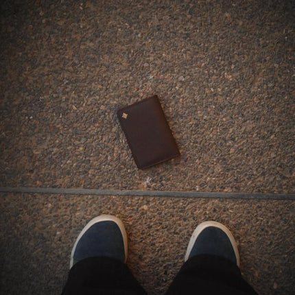 Slim Sleeved Leather Wallets - Cognac Brown