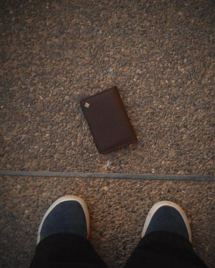 Slim Sleeved Leather Wallets - Cognac Brown