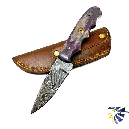 Everday Carry Damasucs Drop Point blade Purple Sting TD-229
