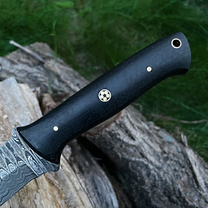 Custom Handmade Forged Damascus Steel Brush-craft blade with C-Fiber Scales TK-012