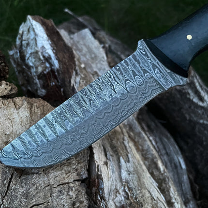 Custom Handmade Forged Damascus Steel Brush-craft blade with C-Fiber Scales TK-012