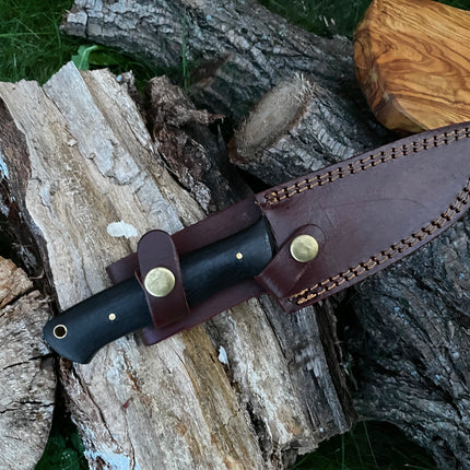 Custom Handmade Forged Damascus Steel Brush-craft blade with C-Fiber Scales TK-012
