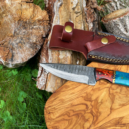 Damascus knife, Garnet Starlight Hand forged knife Hunting knife TK-014