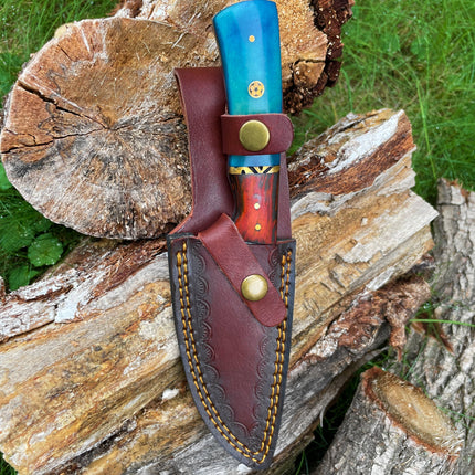 Damascus knife, Garnet Starlight Hand forged knife Hunting knife TK-014