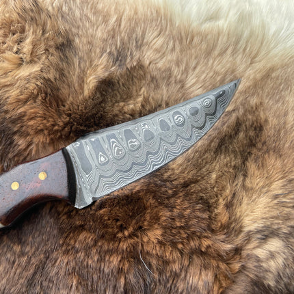 Introducing the TK-060 Damascus Steel Skinner Knife with Rosewood & Stag Grip