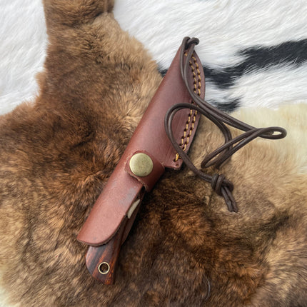Introducing the TK-060 Damascus Steel Skinner Knife with Rosewood & Stag Grip