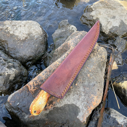 Bonning and flaying knife with High Carbon Ladder Damascus TK-034