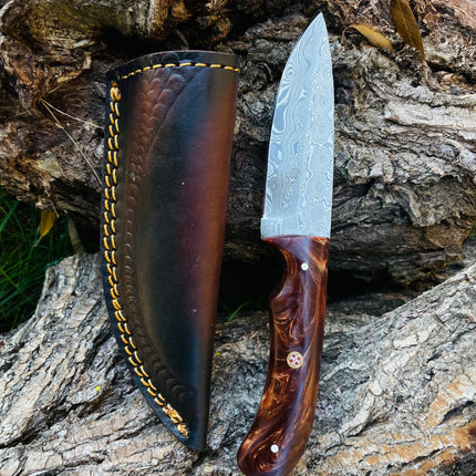 Hand forged knife, Damascus knife, Drop- Style blade, Acrylic Scales TK-053 (1)