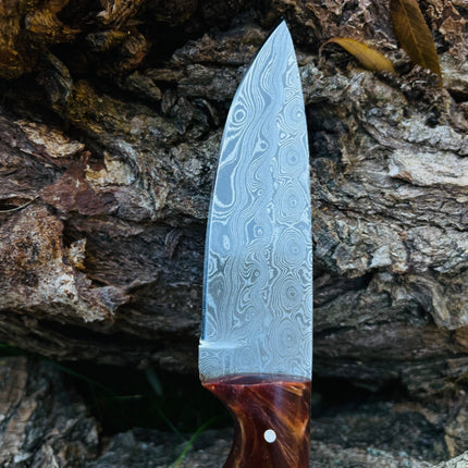Hand forged knife, Damascus knife, Drop- Style blade, Acrylic Scales TK-053 (1)