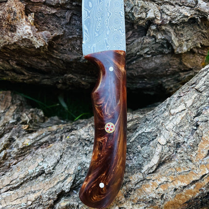 Hand forged knife, Damascus knife, Drop- Style blade, Acrylic Scales TK-053 (1)