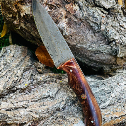 Hand forged knife, Damascus knife, Drop- Style blade, Acrylic Scales TK-053 (1)
