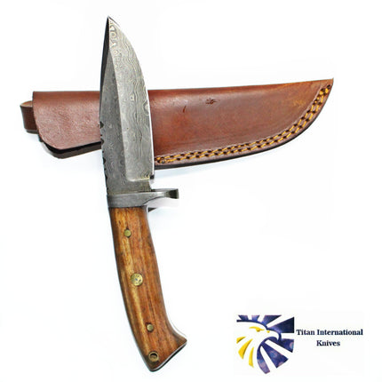 DAMASCUS KNIFE/ Camp/ Hunting Knife / Rose Wood Handel TD-174