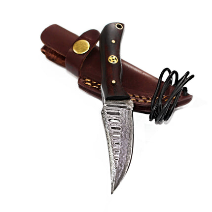 Damascus Steel Skinner Knife, Rosewood Grip TD-178