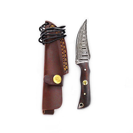 Damascus Steel Skinner Knife, Rosewood Grip TD-178