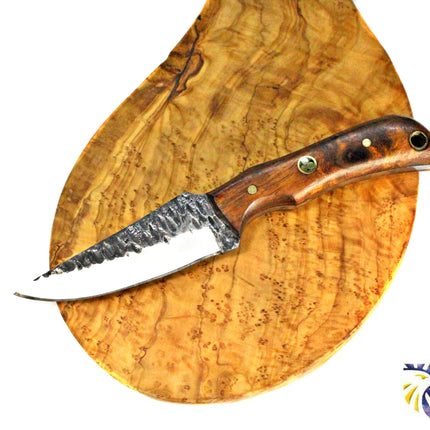 E3 Carbon 1080 neck knife with forged scales, MINI /ROSEWOOD GRIP TC-003