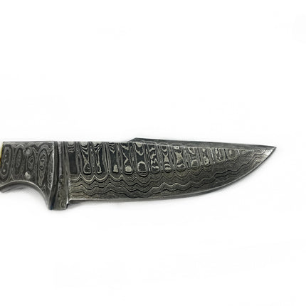 Damascus Steel Fixed Blade Knife with Walnut & Stag Horn Handle Hunting Knife TD-159